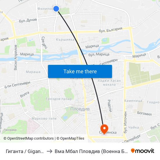 Гиганта / Giganta (5) to Вма Мбал Пловдив (Военна Болница) map