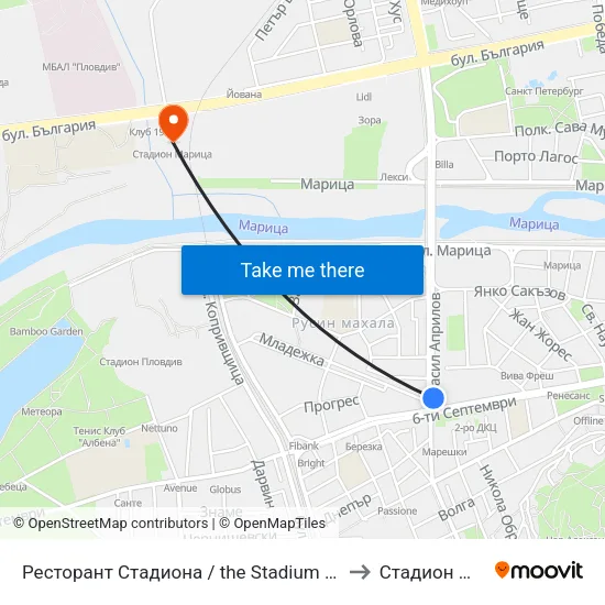 Ресторант Стадиона / the Stadium Restaurant (383) to Стадион Марица map