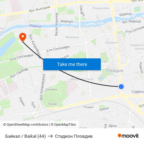 Байкал / Baikal (44) to Стадион Пловдив map