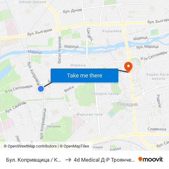 Бул. Копривщица / Koprivshtitsa Blvd. (241) to 4d Medical Д-Р Троянчев Фетална Морфология map