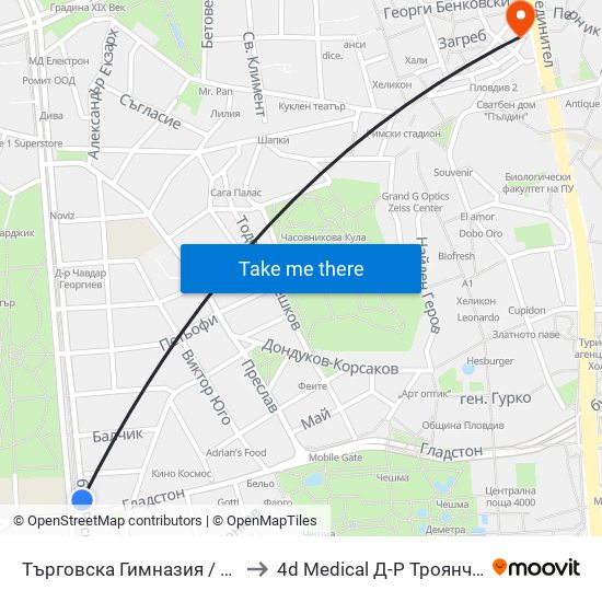 Търговска Гимназия / National Trade School (155) to 4d Medical Д-Р Троянчев Фетална Морфология map