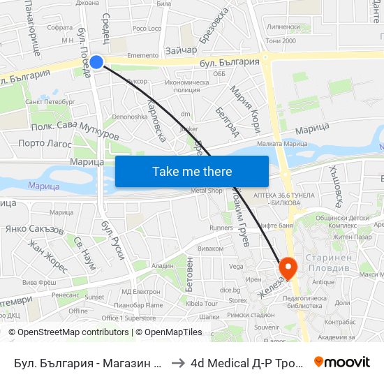 Бул. България - Магазин Нева / Bulgaria Blvd - Neva Store (99) to 4d Medical Д-Р Троянчев Фетална Морфология map