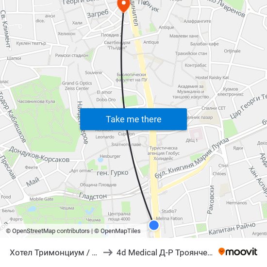 Хотел Тримонциум / Trimonthium Hotel (12) to 4d Medical Д-Р Троянчев Фетална Морфология map