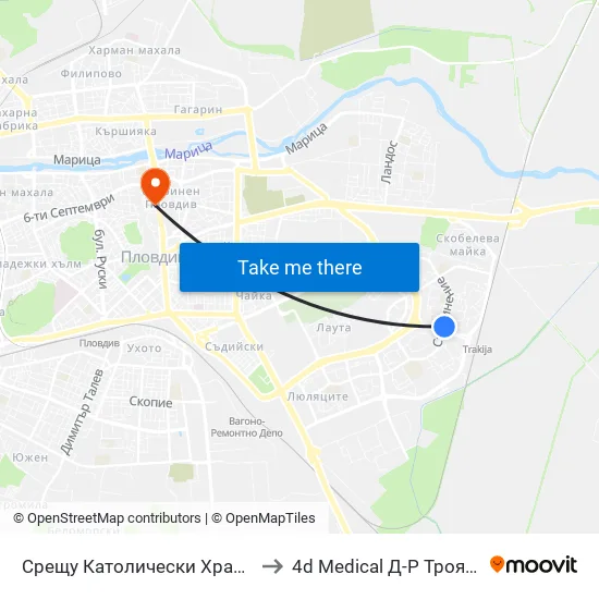 Католически Храм / Catholic Church (111) to 4d Medical Д-Р Троянчев Фетална Морфология map