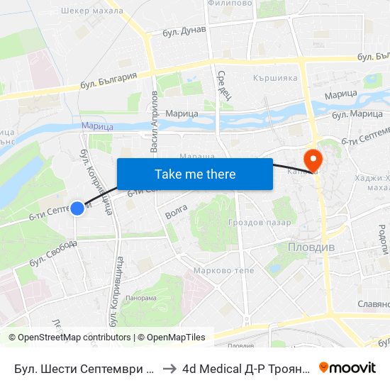 Бул. Шести Септември / Shesti Septemvri Blvd. (240) to 4d Medical Д-Р Троянчев Фетална Морфология map