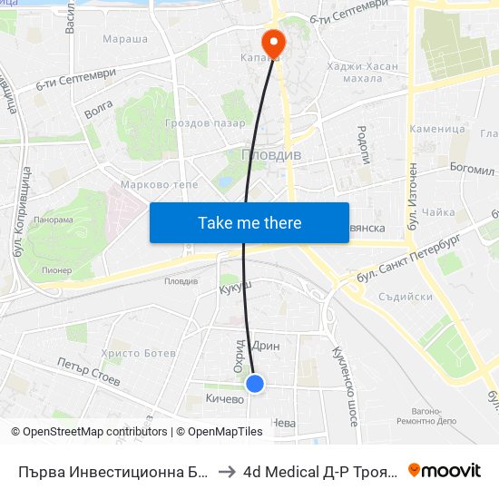 Първа Инвестиционна Банка / First Investment Bank (291) to 4d Medical Д-Р Троянчев Фетална Морфология map