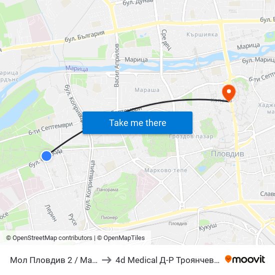 Мол Пловдив 2 / Mall Of Plovdiv 2 (316) to 4d Medical Д-Р Троянчев Фетална Морфология map