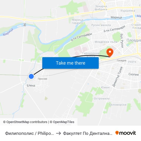 Филипополис / Philipopolis (178) to Факултет По Дентална Медицина map