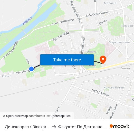 Динекспрес / Dinexpress (174) to Факултет По Дентална Медицина map