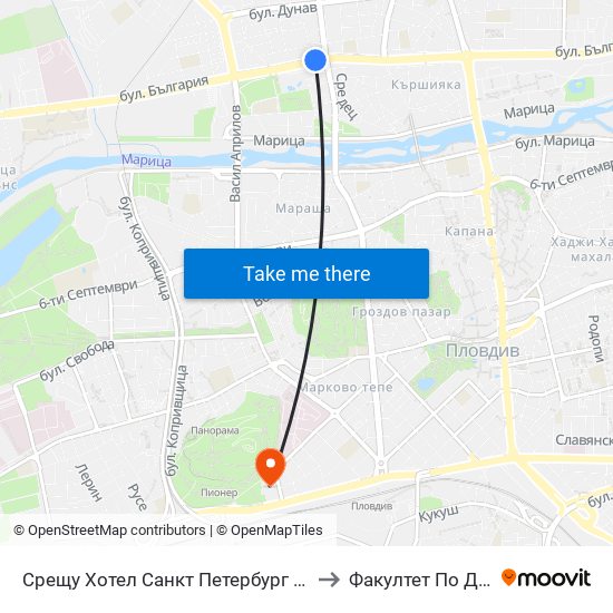 Срещу Хотел Санкт Петербург / Opposite Saint Petersburg Hotel (91) to Факултет По Дентална Медицина map