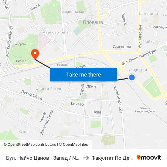 Бул. Найчо Цанов - Запад / Naycho Tsanov Blvd - West (102) to Факултет По Дентална Медицина map