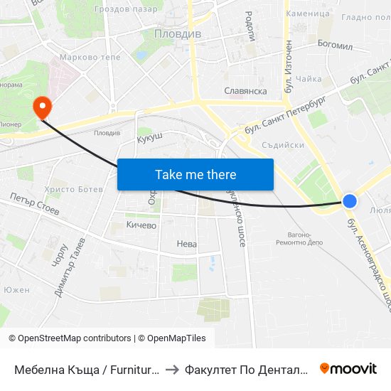 Мебелна Къща / Furniture House (105) to Факултет По Дентална Медицина map