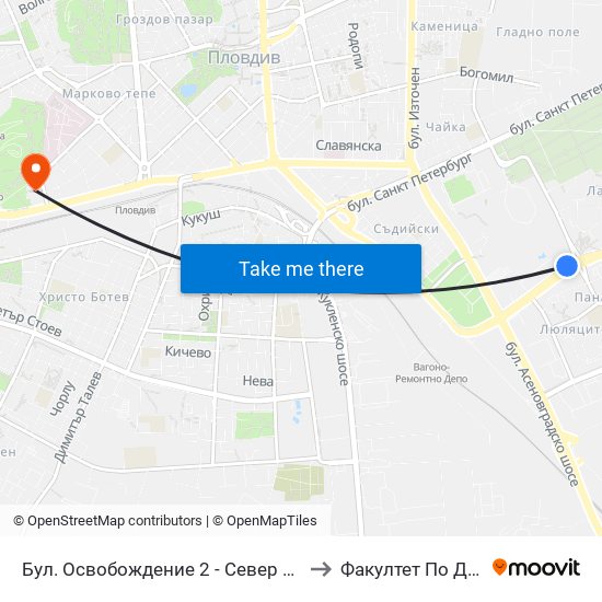 Бул. Освобождение 2 - Север / Osvobozhdenie Blvd. 2 - North (257) to Факултет По Дентална Медицина map