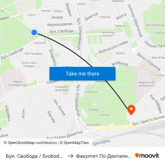 Бул. Свобода / Svoboda Blvd. (1037) to Факултет По Дентална Медицина map