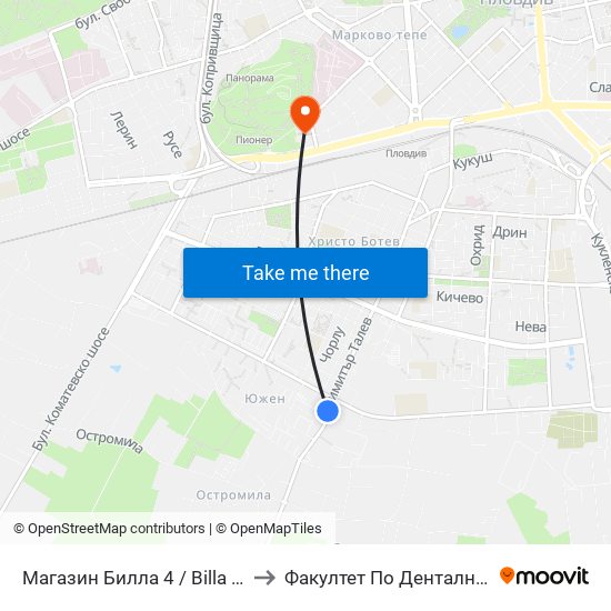 Магазин Билла 4 / Billa 4 Store (420) to Факултет По Дентална Медицина map