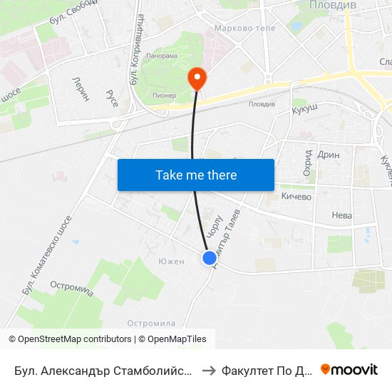 Бул. Александър Стамболийски / Alexander Stamboliyski Blvd. (19) to Факултет По Дентална Медицина map