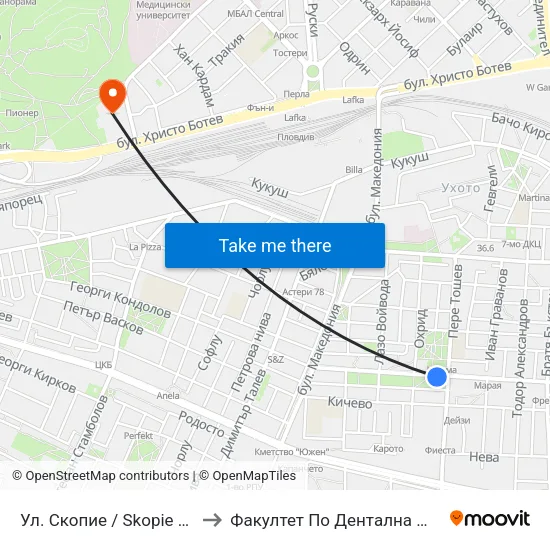 Ул. Скопие / Skopie St. (276) to Факултет По Дентална Медицина map