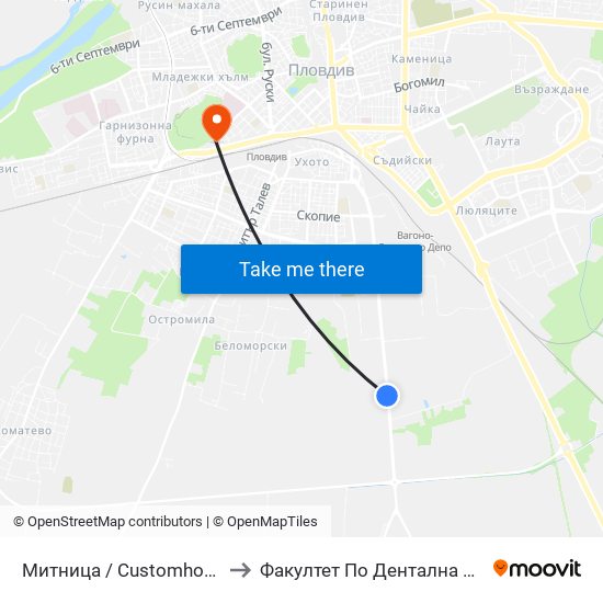 Митница / Customhouse (282) to Факултет По Дентална Медицина map