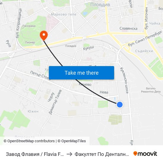 Завод Флавия / Flavia Factory (325) to Факултет По Дентална Медицина map