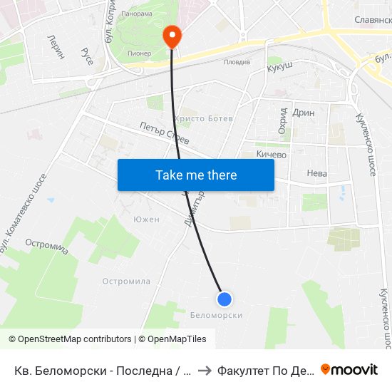 Кв. Беломорски - Последна / Belomorski Qr - Last Stop (1014) to Факултет По Дентална Медицина map