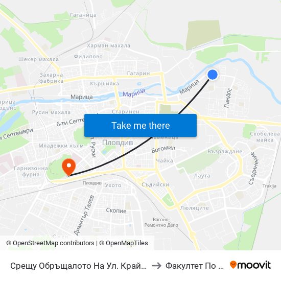 Срещу Обръщалото На Ул. Крайна / Opposite the Turn Spot Of Krayna St. (411) to Факултет По Дентална Медицина map