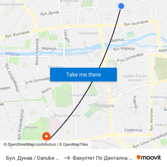 Бул. Дунав / Danube Blvd (322) to Факултет По Дентална Медицина map