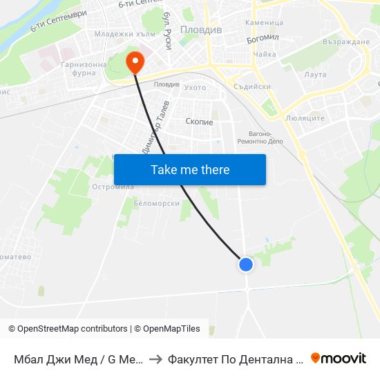 Мбал Джи Мед / G Med Hospital to Факултет По Дентална Медицина map