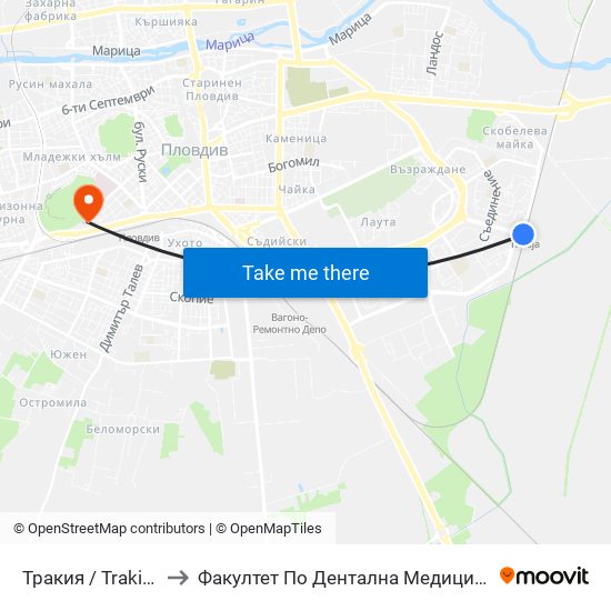 Тракия / Trakiya to Факултет По Дентална Медицина map