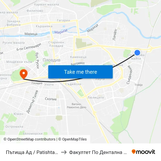 Пътища Ад / Patishta Ad (355) to Факултет По Дентална Медицина map