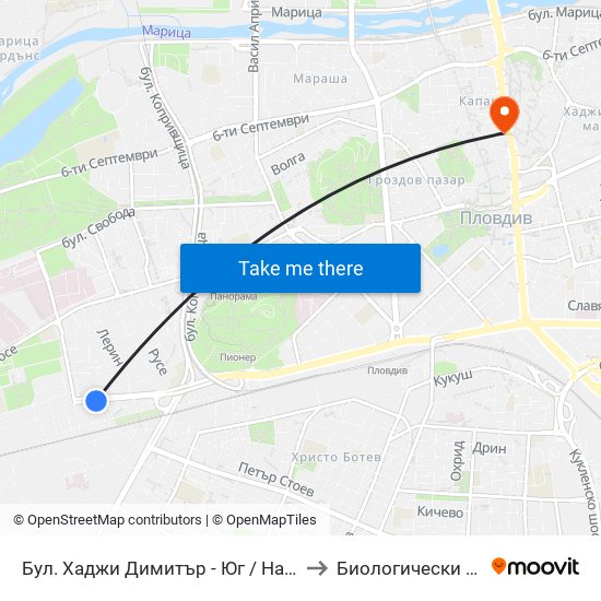 Бул. Хаджи Димитър - Юг / Hadzhi Dimitar St - South (307) to Биологически Факултет На Пу map