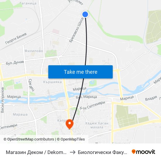 Магазин Деком / Dekom Store (267) to Биологически Факултет На Пу map