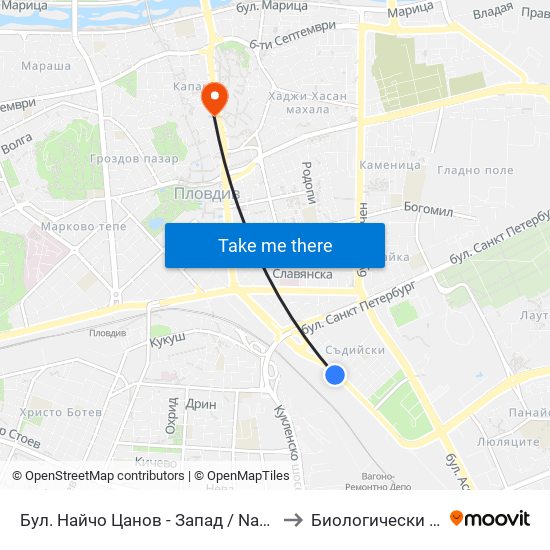 Бул. Найчо Цанов - Запад / Naycho Tsanov Blvd - West (102) to Биологически Факултет На Пу map