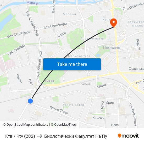 Ктв / Ktv (202) to Биологически Факултет На Пу map