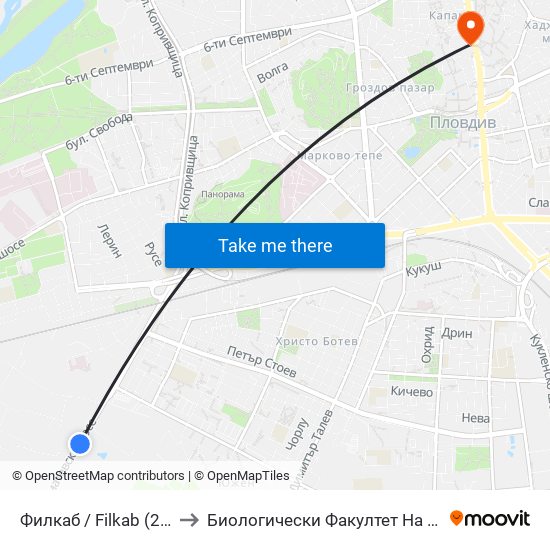 Филкаб / Filkab (24) to Биологически Факултет На Пу map