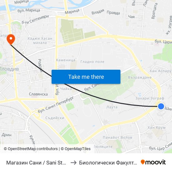 Магазин Сани / Sani Store (366) to Биологически Факултет На Пу map