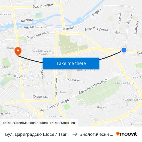 Бул. Цариградско Шосе / Tsarigradsko Shosse Blvd. (132) to Биологически Факултет На Пу map