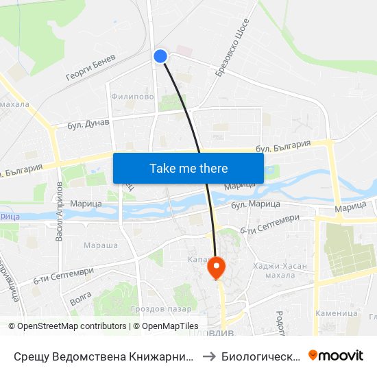 Срещу Ведомствена Книжарница / Opposite Departmental Store (56) to Биологически Факултет На Пу map