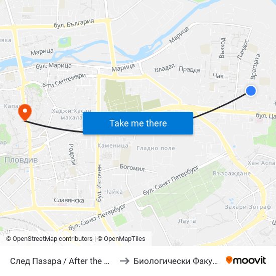 След Пазара / After the Market (367) to Биологически Факултет На Пу map