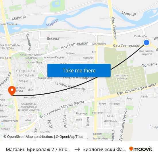 Магазин Бриколаж 2 / Bricolage 2 Store (424) to Биологически Факултет На Пу map