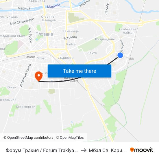 Форум Тракия / Forum Trakiya (78) to Мбал Св. Каридад map