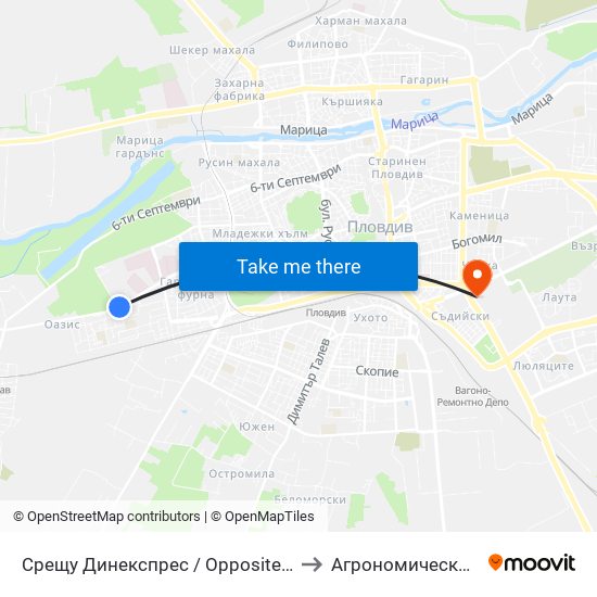 Срещу Динекспрес / Opposite Dinexpress (150) to Агрономически Факултет map