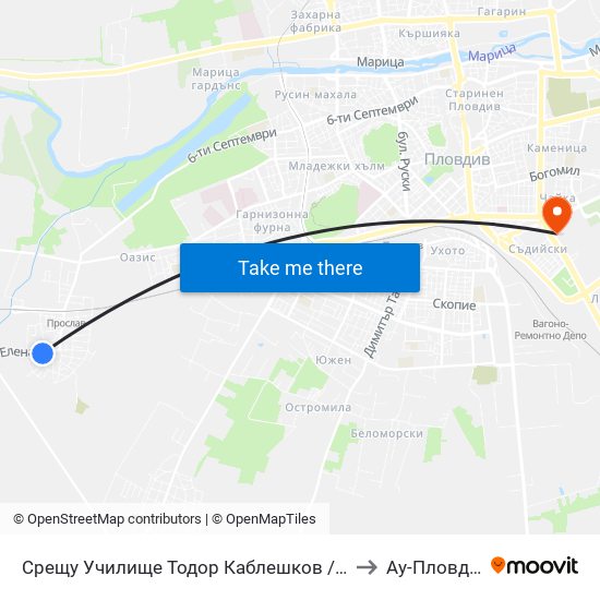 Срещу Училище Тодор Каблешков / Opposite Todor Kableshkov School (180) to Ау-Пловдив- Ректорат map