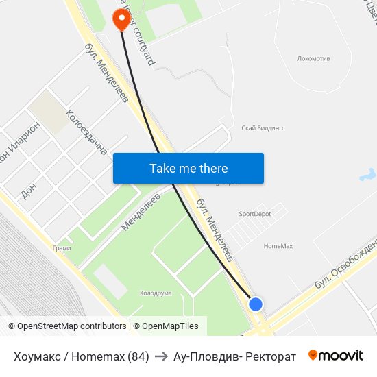 Хоумакс / Homemax (84) to Ау-Пловдив- Ректорат map