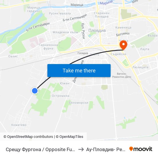 Срещу Фургона / Opposite Furgona (31) to Ау-Пловдив- Ректорат map