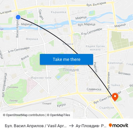 Бул. Васил Априлов / Vasil Aprilov Blvd. (401) to Ау-Пловдив- Ректорат map