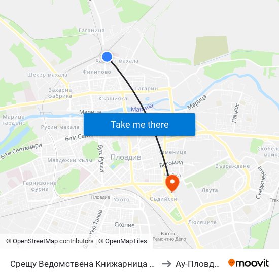 Срещу Ведомствена Книжарница / Opposite Departmental Store (56) to Ау-Пловдив- Ректорат map