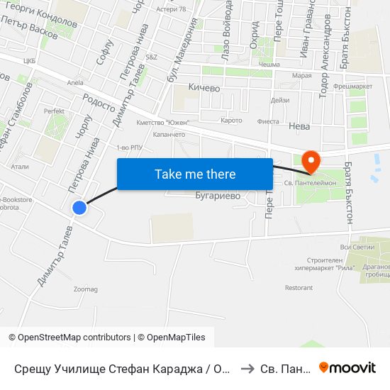 Срещу Училище Стефан Караджа / Opposite Stefan Karadzha School (38) to Св. Пантелеймон map