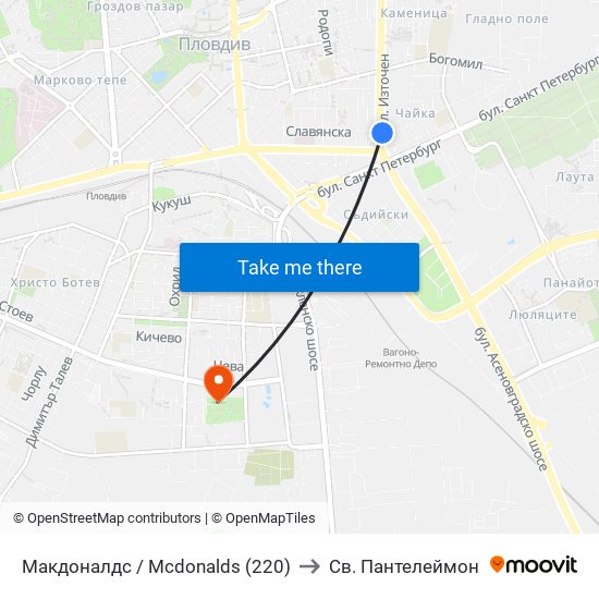 Макдоналдс / Mcdonalds (220) to Св. Пантелеймон map