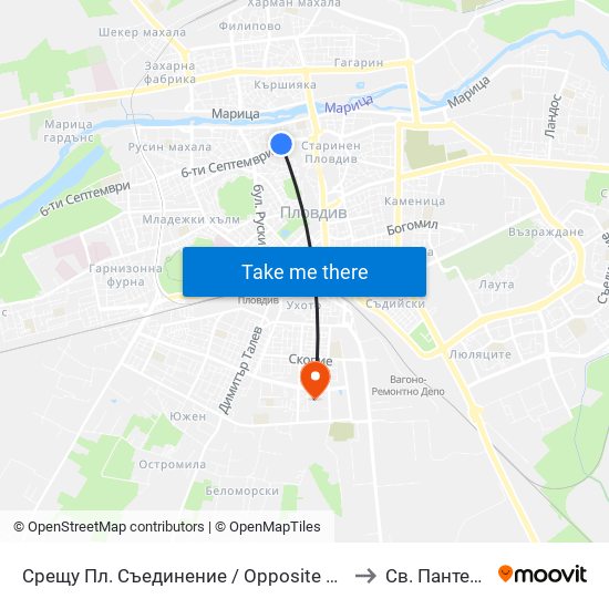 Срещу Пл. Съединение / Opposite Saedinenie Sq. (118) to Св. Пантелеймон map