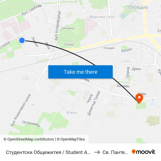 Студентски Общежития / Student Accommodation (389) to Св. Пантелеймон map